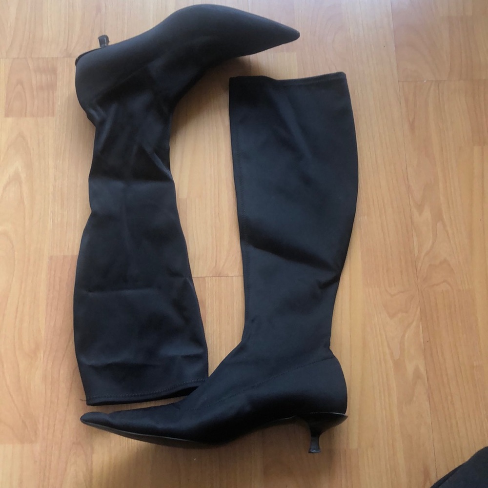 Zara black size 9 calf sock boots